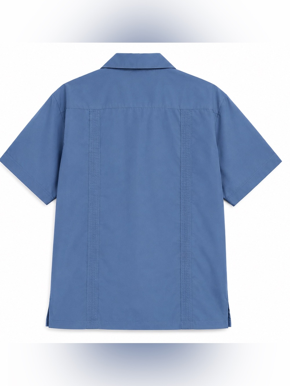 Omega Italy Guayabera Shirt XL Blue Embroidered Camp Collar 4 Pocket NWT Men - Picture 3 of 7